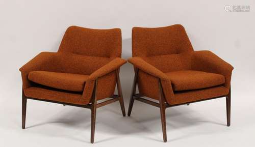 Midcentury Pair Of Upholstered Arm Chairs