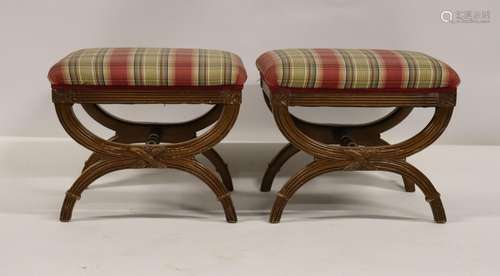 A Vintage Pair of Neoclassical Style Upholstered