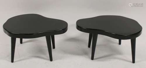 A Pair Of Midcentury Style Ebonised Freeform Wood