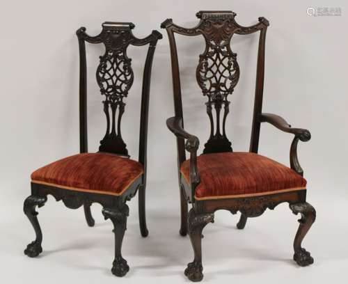 An Antique Pair Of Finely Carved Mahogany High