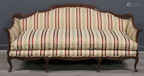 Antique And Finely Carved Mahogany Sofa.