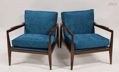 Midcentury Style Pair Of Mahogany Arm Chairs.