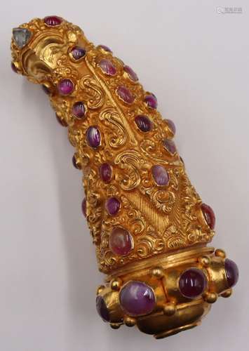 JEWELRY. Mughal Gem-Set Cane Handle.