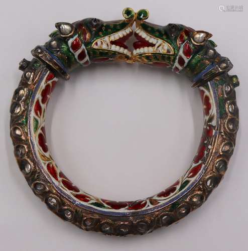 JEWELRY. Mughal Style Enamel Decorated Figural