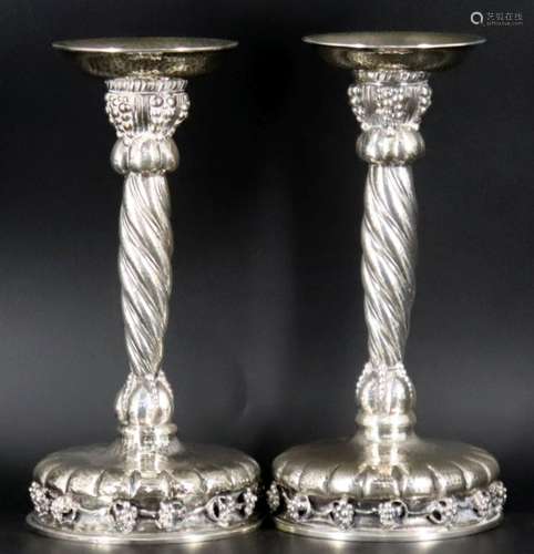 JUDAICA. Pair of Portuguese Sterling Shabbat