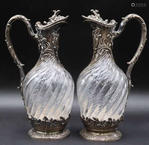 SILVER. Pair of Edmond Tetard .950 Silver Mounted