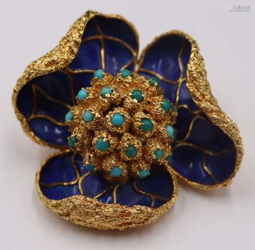 JEWELRY. Italian 18kt Gold, Enamel and Turquoise