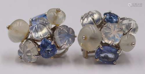 JEWELRY. Pair of Seaman Schepps 18kt Gold Sapphire