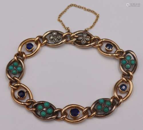 JEWELRY. Victorian 14kt Bi-Color Gold, Colored Gem