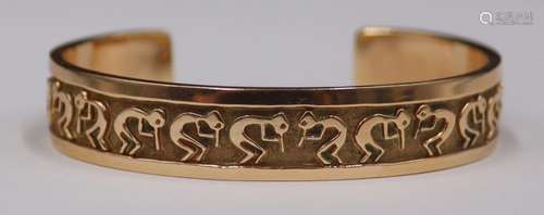 JEWELRY. Sgnd Taylor 14kt Gold Kokopelli Bracelet.