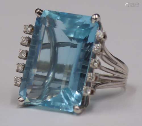 JEWELRY. Aquamarine and Diamond Cocktail Ring.