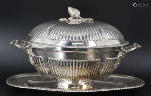 STERLING. Portuguese Sterling Soup Tureen and Tray