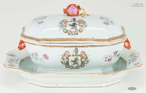 CHINESE EXPORT ARMORIAL TUREEN W/ UNDERPLATE