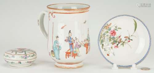 3 PCS. CHINESE FAMILLE ROSE PORCELAIN, INCL. YUNG CHENG