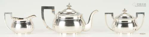 3 PCS. CHINESE EXPORT HUNG CHONG SILVER TEA SET