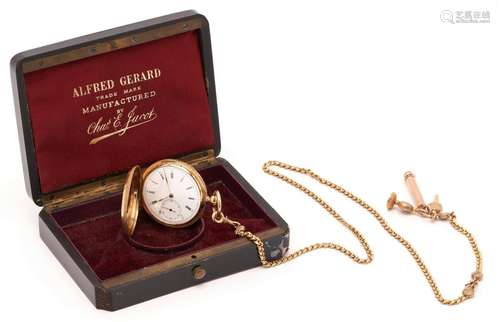 18K ALFRED GERARD BY CHARLES JACOT POCKET WATCH W/ 18K CHAIN