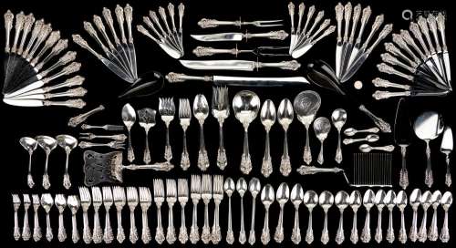 239 PIECES WALLACE GRAND BAROQUE STERLING SILVER FLATWARE, S...