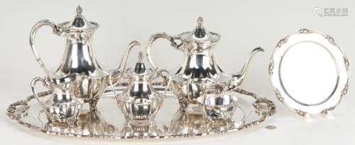 SOUTH AMERICAN STERLING SILVER TEA SET PLUS SMALL PLATE, 185...
