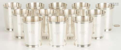12 STERLING SILVER JULEP CUPS, INCL. TREES, KENTUCKY