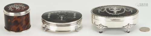 3 SMALL GEORGE IV TORTOISESHELL BOXES WITH STERLING MOUNTS &...