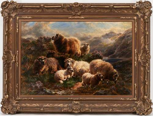 LARGE WILLIAM WATSON O/C PAINTING, SHEEP IN THE HIGHLANDS