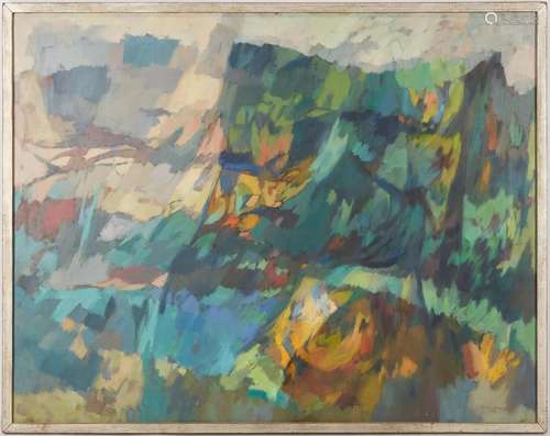 LARGE EXHIBITED GEORGE CRESS O/C ABSTRACT EXPRESSIONIST LAND...