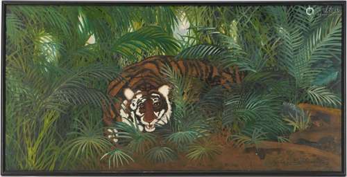 LARGE HELEN LAFRANCE TIGER PAINTING