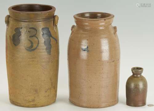 3 EAST TN STONEWARE POTTERY JARS