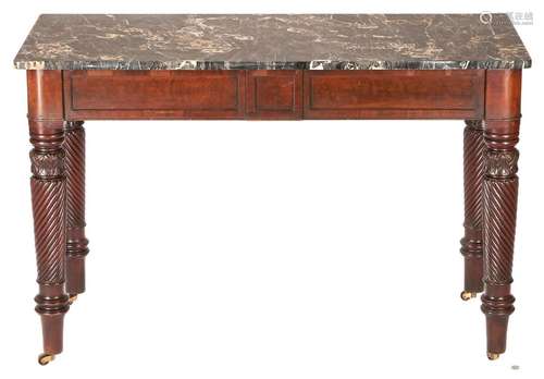 CLASSICAL CONSOLE TABLE W/ BLACK MARBLE TOP