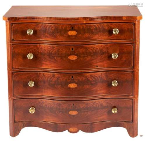 FEDERAL EAGLE INLAID SERPENTINE CHEST OF DRAWERS