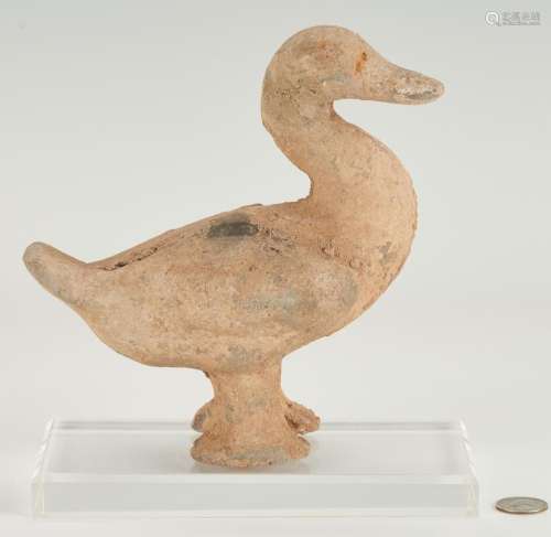 CHINESE POTTERY DUCK, HAN DYNASTY