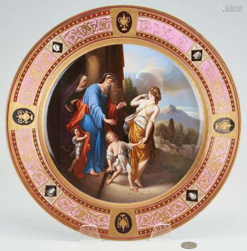 ROYAL VIENNA PORCELAIN CHARGER, THE EXPULSION OF HAGAR