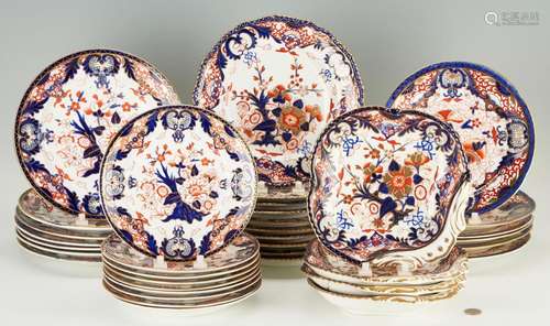 36 PCS. ENGLISH IMARI PORCELAIN, MOST ROYAL CROWN DERBY