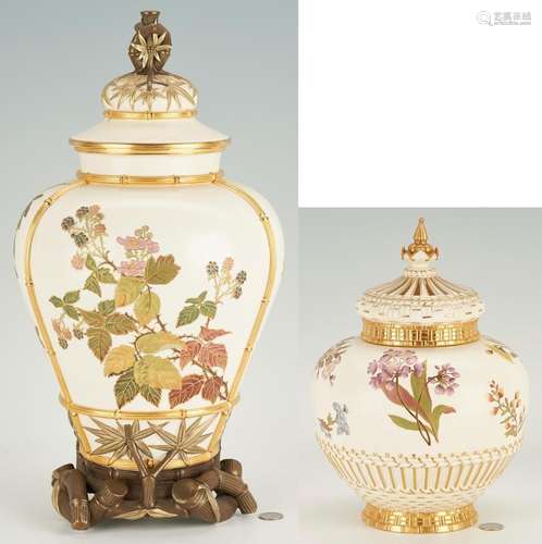 2 PCS. ROYAL WORCESTER: LARGE JAPONISM URN & POTPOURRI J...