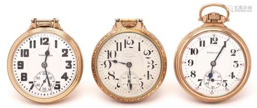 3 HAMILTON 992 POCKET WATCHES