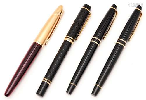 4 WATERMAN FOUNTAIN PENS, INCL. SIGNE EDSON RUBY RED, LE MAN...