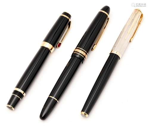 3 LUXURY PENS, INCL. PARKER EMPIRE STATE, MONTBLANC MEISTERS...