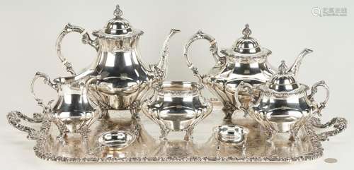 REED & BARTON GEORGIAN ROSE STERLING TEA SERVICE PLUS AS...