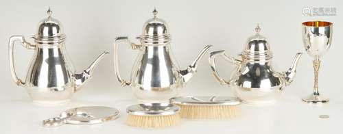 7 PCS. STERLING HOLLOWWARE INCL. TEA SET, TIFFANY DRESSER SE...