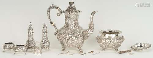 10 STERLING SILVER REPOUSSE ITEMS, INCL. SCHOFIELD CO. BALTI...