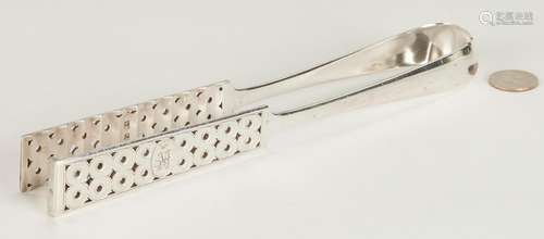 RUSSIAN SILVER ASPARAGUS TONGS, 19TH C. SAZIKOV