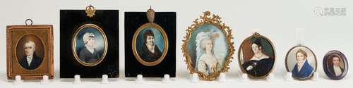 7 PORTRAIT MINIATURES, INCL. DAFFINGER & ATTR. PETICOLAS