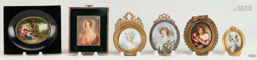 SIX (6) 19TH C FRENCH MINIATURE PORTRAITS, INCL. AFTER BOUCH...