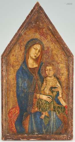 ITALIAN SCHOOL ICON OR ALTAR PAINTING, MADONNA AND CHILD