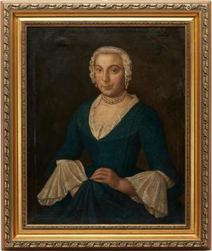 CONTINENTAL SCHOOL O/C PORTRAIT OF A WOMAN WITH PEARLS, 18TH...