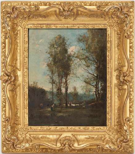 FOLLOWER OF COROT, O/C IMPRESSIONIST LANDSCAPE