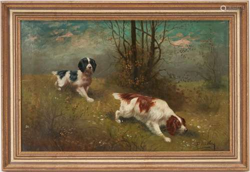 DAVID MOTLEY OIL PAINTING, ENGLISH SPANIELS