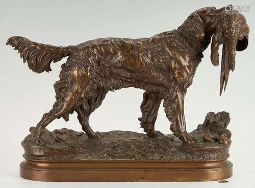 JULES MOIGNIEZ BRONZE HUNTING DOG SCULPTURE