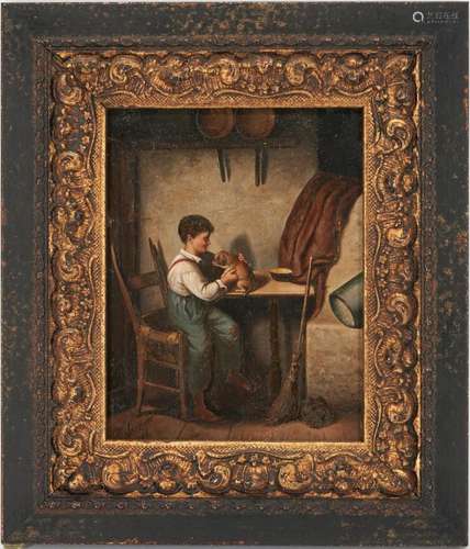 FRANZ VON DEFREGGER O/P GENRE SCENE PAINTING, PEASANT BOY W/...