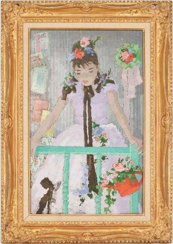 SUZANNE EISENDIECK O/C PAINTING OF PARISIAN GIRL ON BALCONY